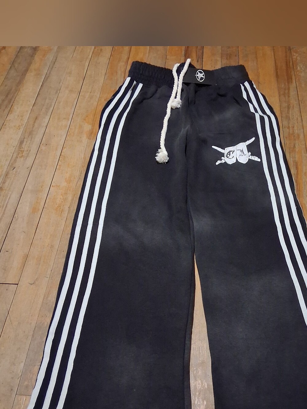 Men's Black Jogger Sweatpants with White Side Stripes